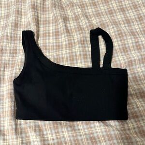 Vitality Black One-Shoulder Sports Bra